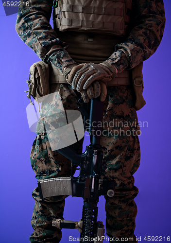 Image of modern warfare soldier purple backgorund