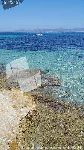 Image of Beautiful sea views with boats, Majorca, Balearic Islands, Spain