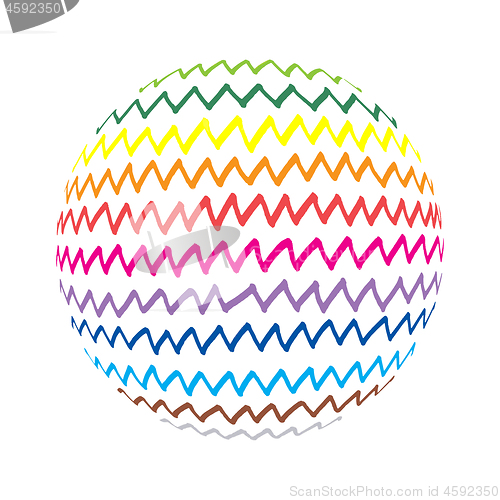 Image of Abstract shape with colorful zigzag lines pattern