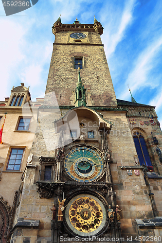 Image of Old Town Hall Tower with Astronomical Clock in Prague