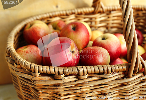 Image of Close-up of bright tasty apples in a basket