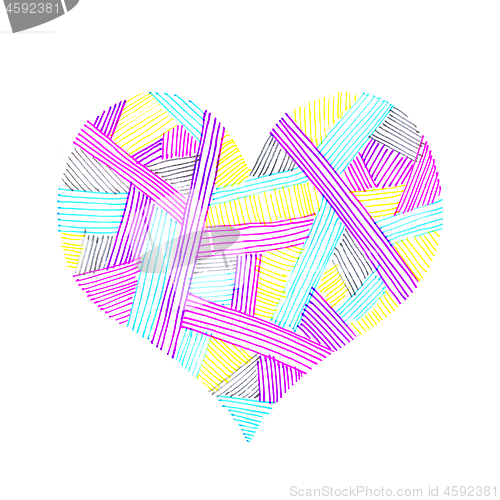 Image of Abstract pattern heart on white background