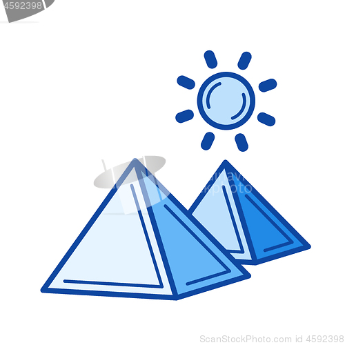 Image of Egyptian pyramid line icon.