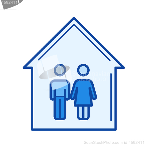 Image of Young couple house line icon.