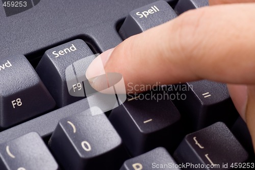 Image of Finger pressing Send button