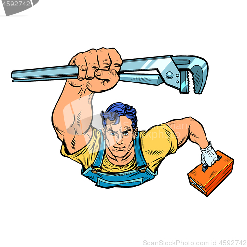 Image of A repairman with an adjustable wrench