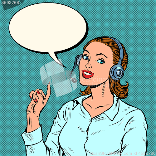 Image of A female telecom operator. Telephone support