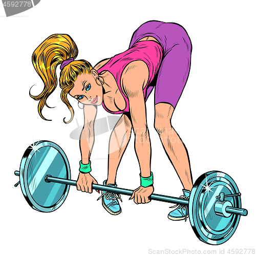 Image of Female athlete weightlifting lifting barbell