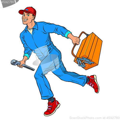 Image of Male master repairman runs