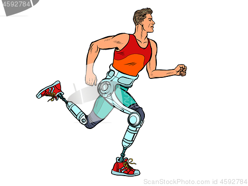 Image of disabled man running with legs prostheses