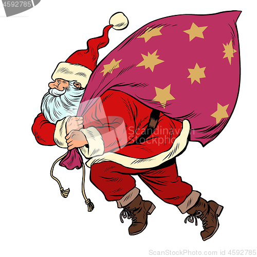 Image of Santa Claus with a bag of gifts
