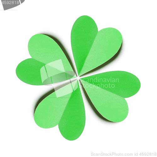 Image of Handcraft paper green clover\'s four petals.