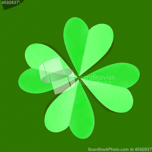Image of Holiday background from paper shamrock\'s leaf.