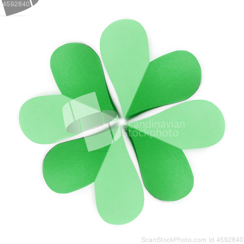 Image of Craft paper composition of green shamrock\'s leaf.