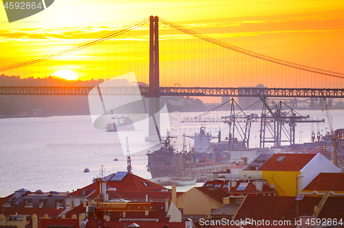 Image of Lisbon at sunset, Portugal