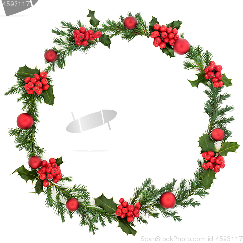 Image of Christmas Holly and Bauble Wreath  