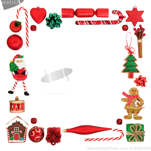 Image of Abstract Christmas Border with Festive Symbols