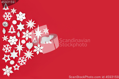 Image of Christmas Abstract Decorative Background on Red