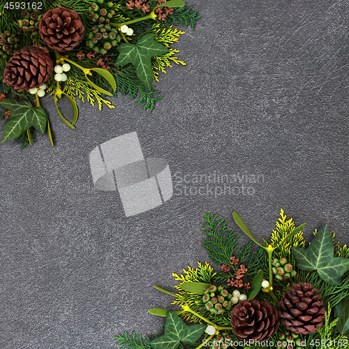 Image of Natural Winter Christmas & New Year Background Border