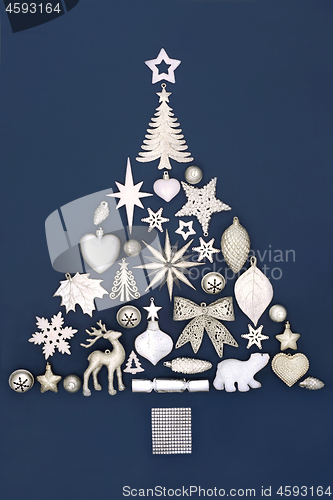 Image of Christmas Tree Abstract Design on Blue