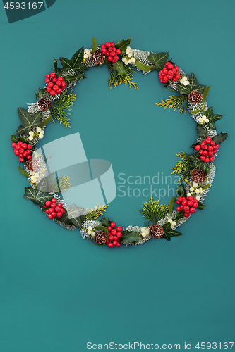 Image of Natural Winter Christmas and New Year Wreath