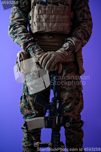 Image of modern warfare soldier purple backgorund