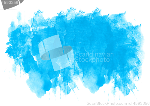 Image of Bright blue abstract blot texture on white background