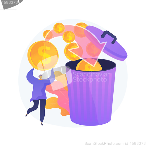 Image of Money waste vector concept metaphor