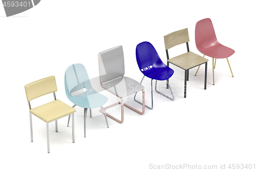Image of Chairs with different designs and colors