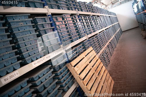 Image of gold rock core drill samples storage