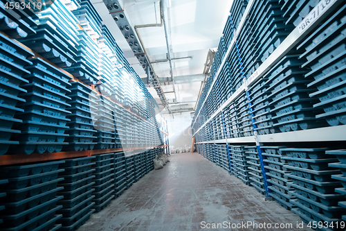 Image of gold rock core drill samples storage