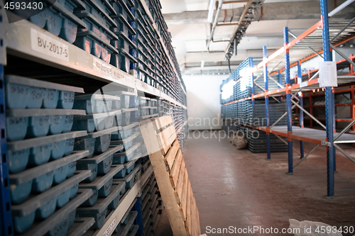 Image of gold rock core drill samples storage