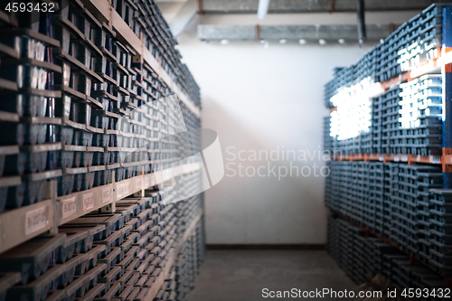 Image of gold rock core drill samples storage