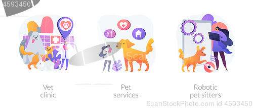 Image of Pets medical service and entertainment vector concept metaphors