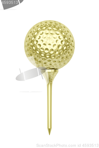 Image of Golden golf ball and tee