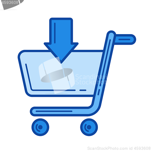 Image of Add to shopping cart line icon.