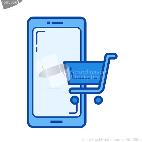 Image of Mobile shopping line icon.