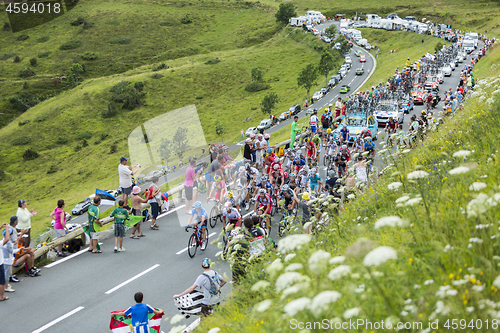 Image of The Peloton (Gruppetto) Approaching on Col de Peyresourde - Tour