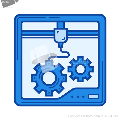 Image of Three D printing line icon.