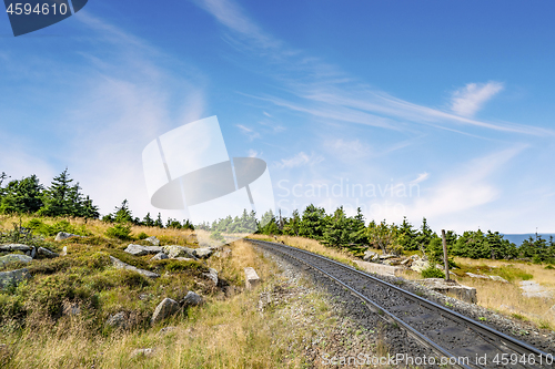 Image of Railroad tracks in a dry nature landscape