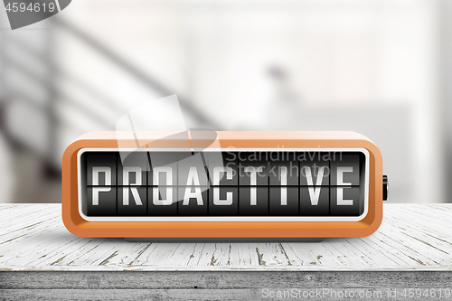 Image of Proactive sign in the shape of a retro device