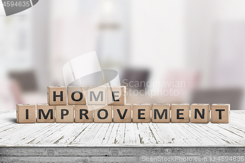 Image of Home improvement sign in a bright room