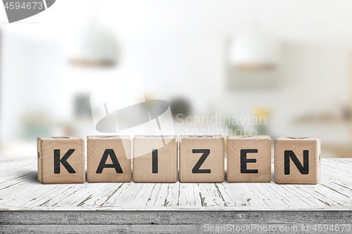 Image of Kaizen improvement sign made of blocks