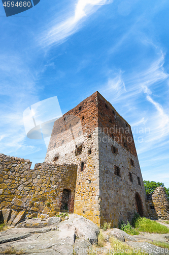 Image of Old castle ruin in the summer under a blue sky