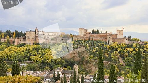 Image of Panoramic view of the Alhambra of Granada from the Albaicin.