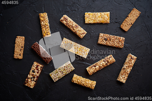 Image of Various taste and flavour granola fitness bars concept