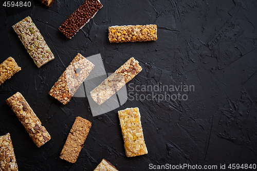 Image of Various taste and flavour granola fitness bars concept