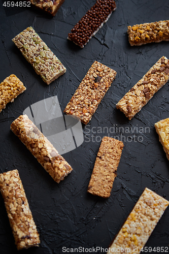 Image of Various taste and flavour granola fitness bars concept