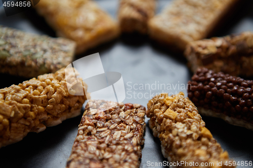 Image of Various taste and flavour granola fitness bars concept