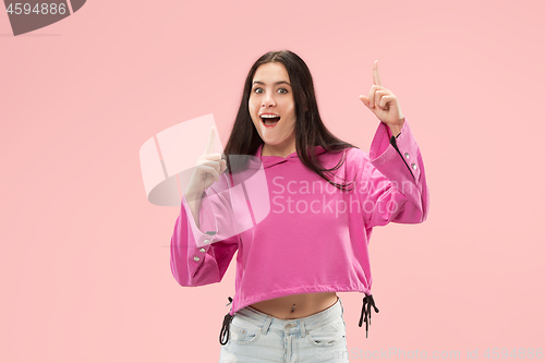 Image of Winning success woman happy ecstatic celebrating being a winner. Dynamic energetic image of female model